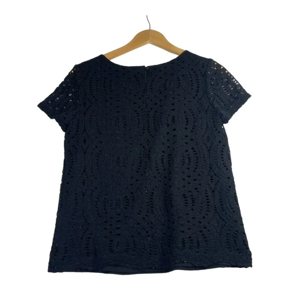 J.‎ Crew Laced Short Sleeve Blouse size 4 Black